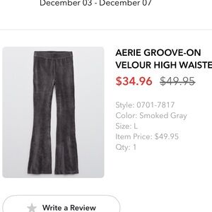 NWOT Aerie Groove-on Velour High waisted yoga pants
